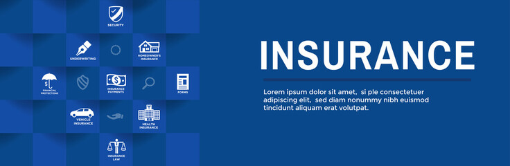 Insurance Web Header Banner - Covers homeowners, medical, life, and vehicle insurance