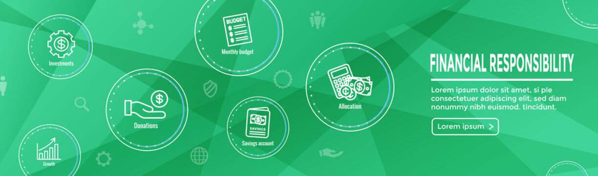 Personal Finance & Responsibility Icon Set - Web Header Banner