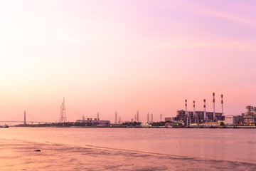 Power plant during the evening