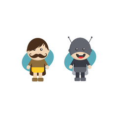 little superhero flat cartoon