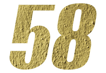 Number 58 with yellow wall on white background