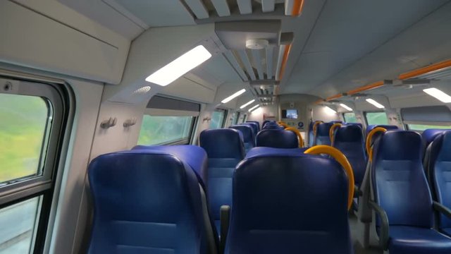 Inside of moving train