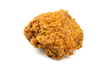 Hot and Crispy fried chicken thigh isolated on a white background.