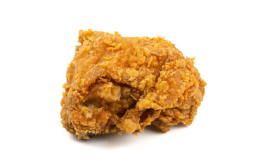 Hot and Crispy fried chicken thigh isolated on a white background.