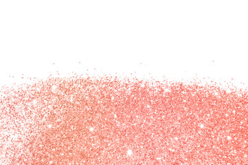Pink glitter sparkles on white background in vintage colors