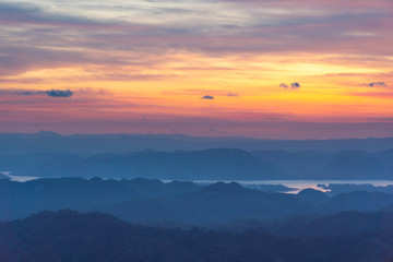 Sunrise and mountain in morning.