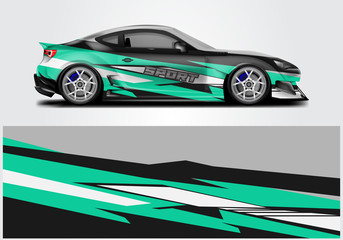 Obraz premium Car wrap livery decal vector , supercar, rally, drift . Graphic abstract stripe racing background . Eps 10