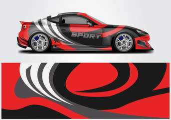 Fototapeta premium Car wrap livery decal vector , supercar, rally, drift . Graphic abstract stripe racing background . Eps 10
