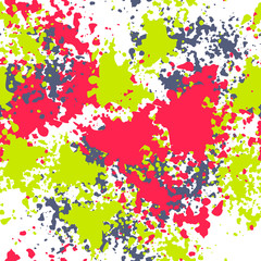 Color spots made by ink or paint, seamless pattern. Grunge abstract design on the white background, vector illustration EPS 10.