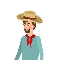 man farmer with straw hat