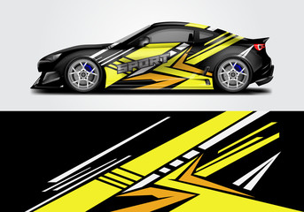 Car wrap livery decal vector , supercar, rally, drift . Graphic abstract stripe racing background . Eps 10