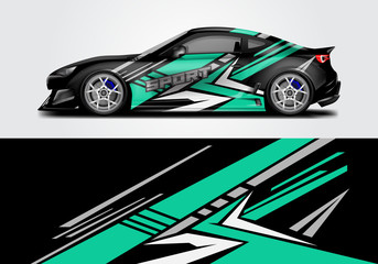 Fototapeta premium Car wrap livery decal vector , supercar, rally, drift . Graphic abstract stripe racing background . Eps 10