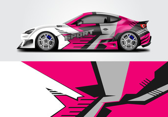 Car wrap livery decal vector , supercar, rally, drift . Graphic abstract stripe racing background . Eps 10
