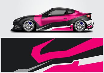 Obraz premium Car wrap livery decal vector , supercar, rally, drift . Graphic abstract stripe racing background . Eps 10