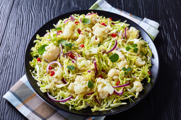 cauliflower salad with spring cabbage and mint