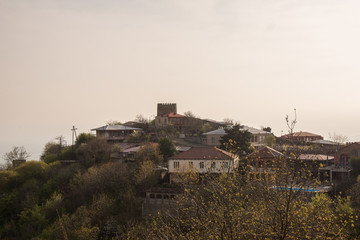view on sighnaghi at dawn