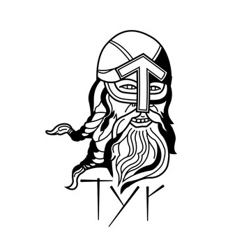 Tyr berserk Head Viking God Logo Emblem	