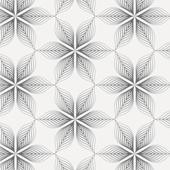 linear vector pattern, repeating abstract flower leaves, gray line of leaf or flower, floral. graphic clean design for fabric, event, wallpaper etc. pattern is on swatches panel.