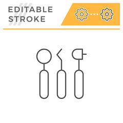 Dental tools editable stroke line icon