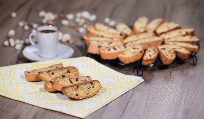 Traditional italian cantuccini almond cookies. Delicious homemade cantucci biscotti.