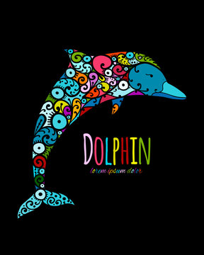 Dolphin ornate logo, sketch for your design