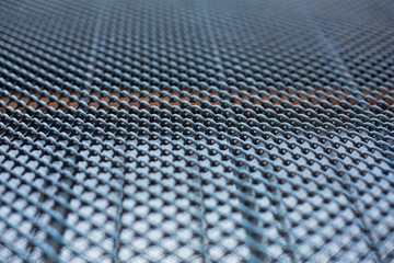 blue metal mesh.