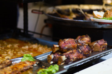 Fast Food Counter. Meat appetizers. Catering at festivals, concerts and celebrations