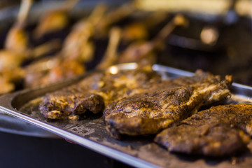 Fast Food Counter. Meat appetizers. Catering at festivals, concerts and celebrations