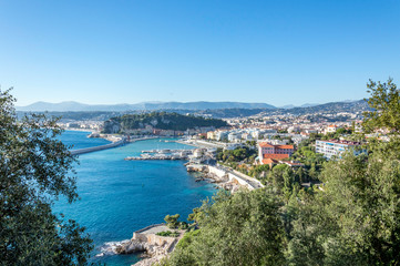 Naklejka na ściany i meble Port of Nice with its docks and seacoast