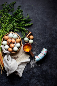 Cookery ingredients with a letter