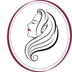  Vector illustration hand drawn of Woman face and hair logo.