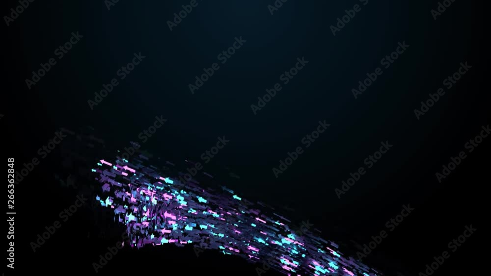 Poster 3d render background with arrows that fly. abstract particles massive flow. some arrows are glowing.