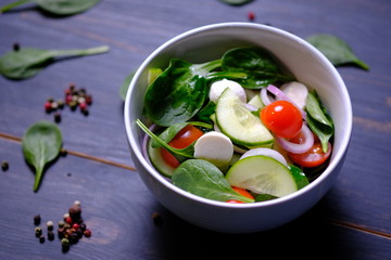 Vegetable salad with mozzarella cheese.