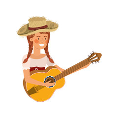 farmer woman with musical instrument