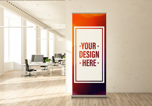 Roll-Up Banner Mockup in Office