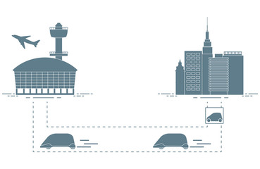 Obraz premium Transportation of passengers from city to airport.