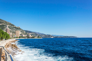 Seacoast of Monaco Montecarlo in a sunny day