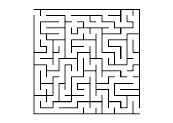 White vector background with a black maze.