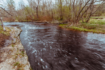 fast river in spring mountains