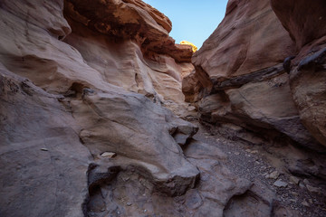 Beautiful landscape view of the Red Canyon in Eilat, Israel. Taken during a sunny sunrise.
