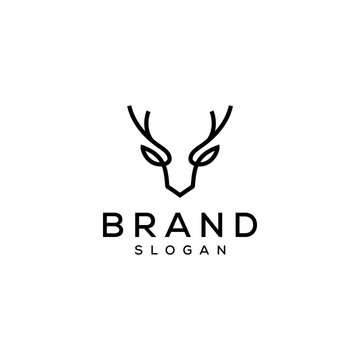 deer head antler logo design