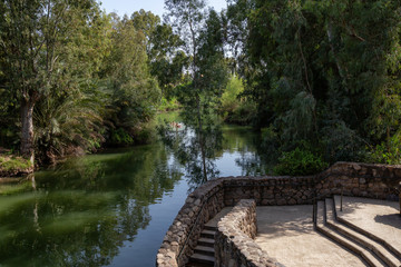 Fototapeta na wymiar Beautiful view of Jordan River where Jesus of Nazareth was Baptised.