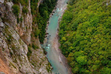 Beautiful view of the river Tara in Montenegro. Natural landscape