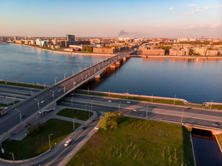 Panorama of Saint Petersburg. Russia. City center. Alexander Nevsky Bridge. Neva River. Alexander Nevsky Square. Architecture cities of Russia.