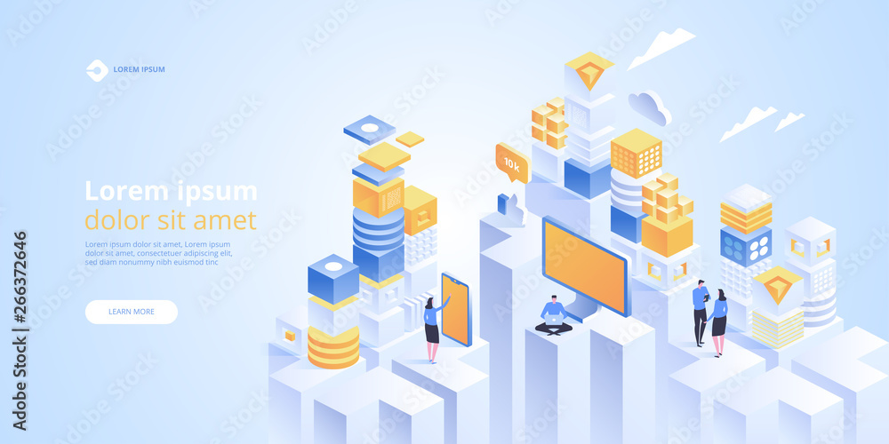 Aufkleber iot isometric vector concept. internet of things.