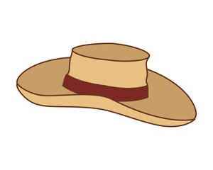 straw hat with ribbon on white background