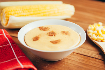 Typical food of Brazilian Festa Junina - June Festival. Curau or Canjica