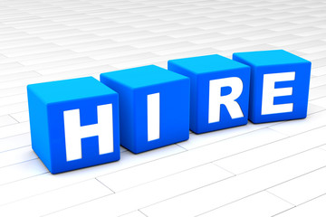 3D rendered illustration of the word Hire