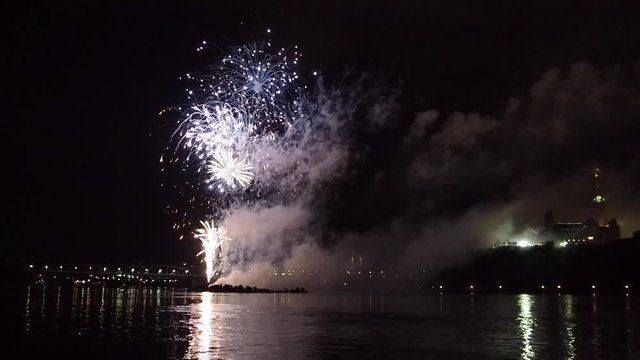 Fireworks light up the sky in Ottawa, Capital of Canada