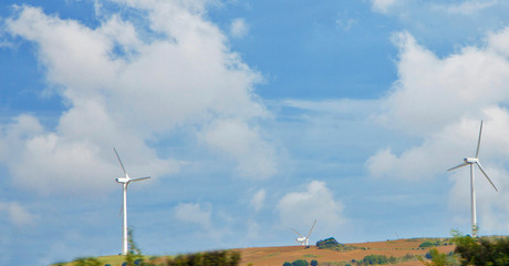 Fototapeta na wymiar Wind power stations in the desert of Tunisia